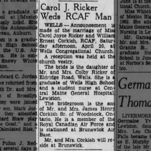 Marriage of Ricker / Corkish