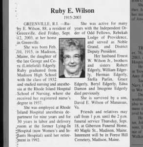 Obituary for Ruby E Wilson