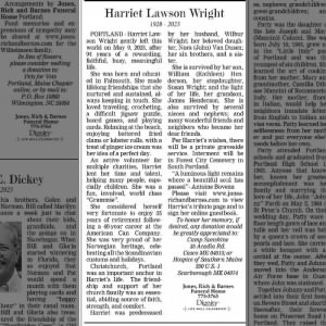 Obituary for Harriet Lawson Wright